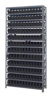 QUANTUM STORAGE 1275-100BK Unidad de Estantería, 13 Estantes, 144 Contenedores, Negro, 75 " X 12 " X 36 "
