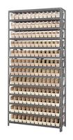 QUANTUM STORAGE 1275-100IV Shelving Unit, 13 Shelves, 144 Bins, Ivory, 75 " X 12 " X 36 "
