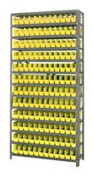 QUANTUM STORAGE 1275-100YL Unidad de Estantería, 13 Estantes, 144 Contenedores, Amarillo, 75 " X 12 " X 36 "