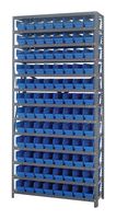 QUANTUM STORAGE 1275-101BL Unidad de Estantería, 13 Estantes, 96 Contenedores, Azul, 75 " X 12 " X 36 "