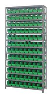 QUANTUM STORAGE 1275-101GN Unidad de Estantería, 13 Estantes, 96 Contenedores, Verde, 75 " X 12 " X 36 "