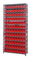 QUANTUM STORAGE 1275-101RD Unidad de Estantería, 13 Estantes, 96 Contenedores, Rojo, 75 " X 12 " X 36 "