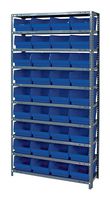 QUANTUM STORAGE 1275-207BL Unidad de Estantería, 10 Estantes, 36 Contenedores, Azul, 75 " X 12 " X 36 "