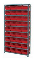 QUANTUM STORAGE 1275-207RD Unidad de Estantería, 10 Estantes, 36 Contenedores, Rojo, 75 " X 12 " X 36 "