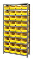 QUANTUM STORAGE 1275-207YL Unidad de Estantería, 10 Estantes, 36 Contenedores, Amarillo, 75 " X 12 " X 36 "