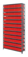 QUANTUM STORAGE 1275-801RD Unidad de Estantería, 13 Estantes, 36 Contenedores, Rojo, 75 " X 12 " X 36 "