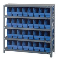 QUANTUM STORAGE 1839-203BL Shelving Unit, 5 Shelves, 32 Bins, Blue, 39 " X 18 " X 36 "