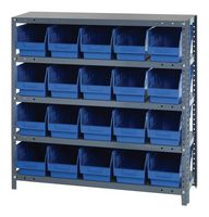 QUANTUM STORAGE 1839-204BL Unidad de Estantería, 5 Estantes, 20 Contenedores, Azul, 39 " X 18 " X 36 "