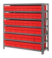 QUANTUM STORAGE 1839-624RD Unidad de Estantería, 7 Estantes, 45 Contenedores, Rojo, 39 " X 18 " X 36 "