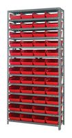 QUANTUM STORAGE 1875-108RD Shelving Unit, 13 Shelves, 48 Bins, Red, 75 " X 18 " X 36 "