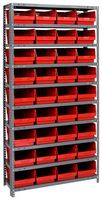 QUANTUM STORAGE 1875-208RD Unidad de Estantería, 10 Estantes, 36 Contenedores, Rojo, 75 " X 18 " X 36 "