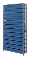 QUANTUM STORAGE 1875-606BL Shelving Unit, 13 Shelves, 48 Bins, Blue, 75 " X 18 " X 36 "