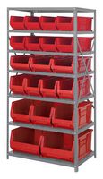QUANTUM STORAGE 2475-20-MIXRD Unidad de Estantería, 7 Estantes, 20 Contenedores, Rojo, 75 " X 24 " X 36 "