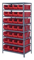 QUANTUM STORAGE 2475-950RD Unidad de Estantería, 8 Estantes, 28 Contenedores, Rojo, 75 " X 24 " X 36 "