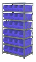 QUANTUM STORAGE 2475-951BL Unidad de Estantería, 7 Estantes, 24 Contenedores, Azul, 75 " X 24 " X 36 "