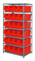 QUANTUM STORAGE 2475-951RD Unidad de Estantería, 7 Estantes, 24 Contenedores, Rojo, 75 " X 24 " X 36 "
