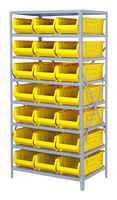 QUANTUM STORAGE 2475-952YL Shelving Unit, 8 Shelves, 21 Bins, Yellow, 75 " X 24 " X 36 "