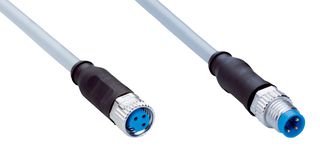 SICK YF8U13-010VA1M8U13 Sensor Cable, A Coded, M8 Receptacle, M8 Plug, 3 Positions, 1 m, 3.3 ft
