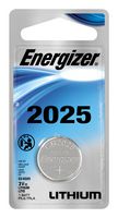 ENERGIZER ECR2025BP Battery, 3 V, 2025, Lithium Manganese Dioxide, 163 mAh, Pressure Contact, 1