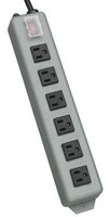 EATON TRIPP LITE UL24RA-15 Extension Lead, 90° Outlets, Guarded Switch, Metal, 6 Outlets, NEMA 5-15R, 15 A, 120 V, NEMA 5-15P