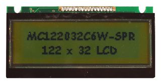 MIDAS DISPLAYS MC122032CA6W-SPR Graphic LCD, 122 x 32 Pixels, Black on Yellow / Green, 5V, Parallel, Reflective