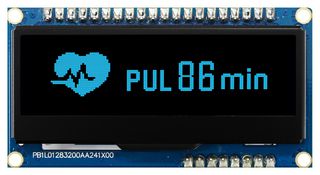 MIDAS DISPLAYS MDOB128032FCV-BM OLED de Gráficos, 128 x 32 Pixels, Azul sobre Negro, 3.3V, I2C, Paralelo, SPI, 66.5mm x 35mm