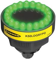 BANNER ENGINEERING K50LDXRXPQ Indicator, Daylight Visible, Red, 30VDC IP67, 50mm Dia., 49.5mm Ext. Depth