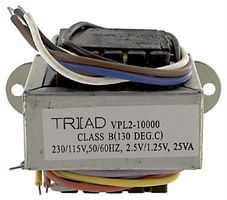 TRIAD MAGNETICS VPL24-210 Chassis Mount Transformer, International Series, Split Bobbin, 2 x 115V, 2 x 12V, 5 VA, 50Hz / 60Hz
