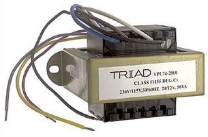 TRIAD MAGNETICS VPL24-2000 Chassis Mount Transformer, World Series, Split Bobbin, 115V, 230V, 2 x 12V, 50 VA, 50Hz / 60Hz