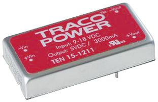 TRACO POWER TEN 15-2411 Convertidor CD/CD Pasante Aislado, ITE, DIP, 2:1, 15 W, 1 Salida, 5 V