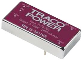 TRACO POWER TEN 15-4822WI Isolated Through Hole DC/DC Converter, ITE, DIP, 4:1, 15 W, 2 Output, 12 V