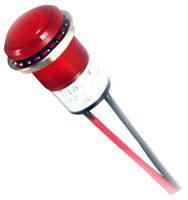 DIALIGHT 657-1502-303F LED Panel Mount Indicator, Red, 17.463 mm, 19 mA, 550 foot lambert