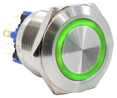 E-SWITCH PV8F2U0SS-335 Interruptor (Switch) Antivandalismo, 24V LED, PV8 Series, 0.98 ", DPDT-DB, Off-On, On-Off