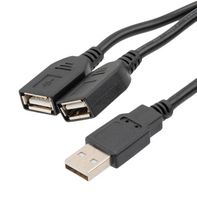 L-COM CAU2AEXT-MF-2C-5M Cable USB, USB Type A Plug to 2x USB Type A Receptacle, 5 m, 16.4 ft, USB 2.0, Negro