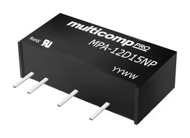 MULTICOMP PRO MPA-12D15NP Convertidor CD/CD Pasante Aislado, ITE & Industrial, SIP, 1 W, 2 Salidas, 15 V
