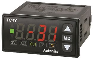 AUTONICS TC4Y-N4N Temperature Controller, PID, DIN 72x36, No Alarm, Indicator Only, 100 to 240 Vac