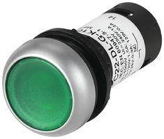 EATON C22-DRL-G-K10-24 Botón Pulsador Industrial, RMQ Compact C22 Series, 22.5 mm, SPST-NO, Sostenido, Al Ras Redondo