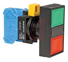 IDEC HW7D-B12F1111-GR Industrial Pushbutton Switch, HW Series, 22.3 mm, DPST-NO, DPST-NC, Momentary