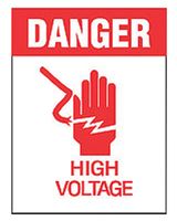 PANDUIT PLD-67 Etiqueta, Danger High Voltage, 200 Etiquetas Dispensador, 25.4 x 38.1mm,Poliéster, Rojo/Blanco