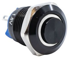 E-SWITCH PV0H24011-301 Interruptor (Switch) Antivandalismo, Iluminación de anillo, PV0 Series, 0.47 ", SPST-NO-DM