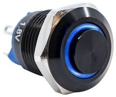 E-SWITCH PV0H24011-341 Interruptor (Switch) Antivandalismo, Iluminación de anillo, PV0 Series, 0.47 ", SPST-NO-DM