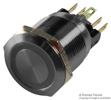 E-SWITCH PV7F2Y011-3R4 Vandal Resistant Switch, PV7 Series, 22 mm, SPDT-DB, Off-(On), On-(Off), Round Flush Flat, Black