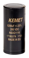 KEMET ALF70C822DC063 Capacitor Electrolítico, 8200 µF, 63 V, ± 20%, Encaje a Presión, 15000 horas a 85°C