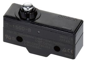 OMRON INDUSTRIAL AUTOMATION Z-15GW2277-B7-K Microswitch, Standard, Short Hinge Roller Lever, SPDT, Screw, 15 A, 250 V