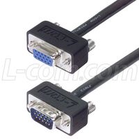 L-COM CTL3VGAMF-25B Cable de Computadora, HD-15 Macho, HD-15 Receptáculo, 25 ft, 7.6 m, Negro, CTL3VGAMF Series