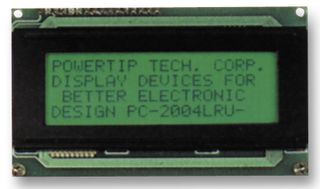POWERTIP PC2004LRU-AWB-H-Q LCD Alfanumérico, 20 x 4, Negro sobre Amarillo / Verde, 5 V, Paralelo, Inglés, Japonés