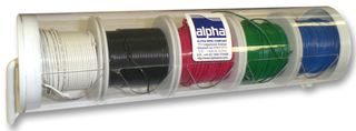 ALPHA WIRE HUKIT10 NC032 Kit de Cables, 22 AWG MIL-W-76B, PVC, 5 Colores, 5 Carretes 100Ft/30.5M, Dispensador & Pelacables