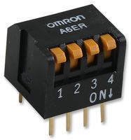 OMRON INDUSTRIAL AUTOMATION A6ER-4101 Interruptor DIP / SIP, Tecla Tipo Piano, 4 Circuitos, Tecla de Piano, Through Hole, SPST, 24 V