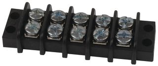 MOLEX 38770-0105 Bloque de Terminales de Montaje en Panel, 2 Hileras, 5 Posiciones, 22 AWG, 14 AWG, 9.53 mm, 15 A