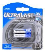 ULTRALAST UL1231 Batería, 3 V, CR123A, Dióxido de Manganeso-Litio, 1.3 Ah, 1